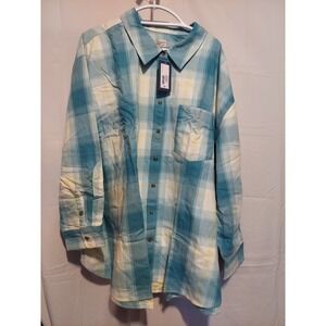 Universal Thread 4X Womens Oversized Plaid Flannel Shirt Top